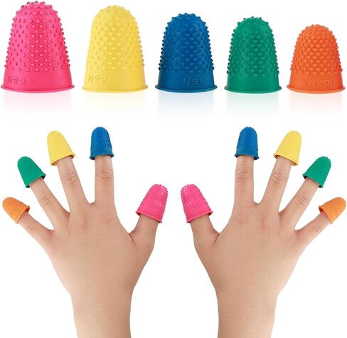 10Pcs Finger Protectors Rubber Fingers Tip Covers, Silicone Finger Protector Fingertip Thumb Cots Pads with Assorted Sizes for Hot Glue Wax Rosin Resin Collating Writing Task Scrap in Saudi Arabia