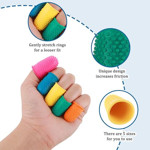 10Pcs Finger Protectors Rubber Fingers Tip Covers, Silicone Finger Protector Fingertip Thumb Cots Pads with Assorted Sizes for Hot Glue Wax Rosin Resin Collating Writing Task Scrap in Saudi Arabia