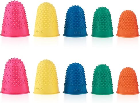 10Pcs Finger Protectors Rubber Fingers Tip Covers, Silicone Finger Protector Fingertip Thumb Cots Pads with Assorted Sizes for Hot Glue Wax Rosin Resin Collating Writing Task Scrap in Saudi Arabia