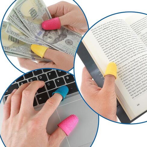 10Pcs Finger Protectors Rubber Fingers Tip Covers, Silicone Finger Protector Fingertip Thumb Cots Pads with Assorted Sizes for Hot Glue Wax Rosin Resin Collating Writing Task Scrap in Saudi Arabia
