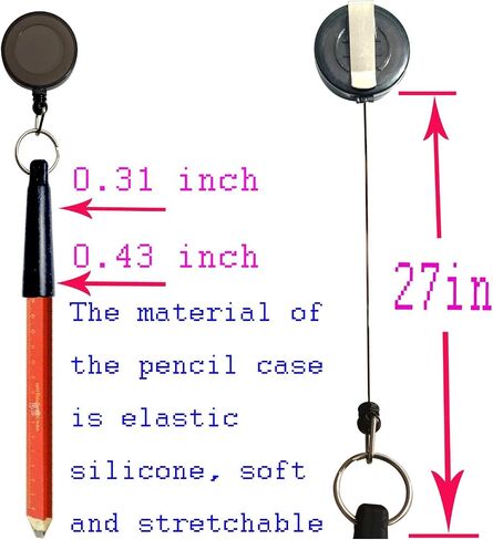 20 PCS Pencil Holder, Ideal Grip for Markers & Carpenter Pencils-Heavy Duty Retractable Pull Pen with anti-lost pen cord in Saudi Arabia