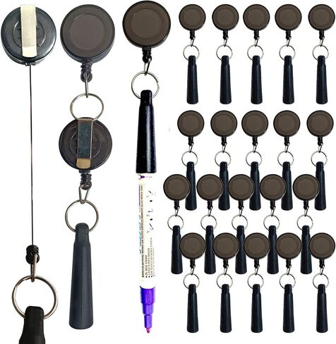 20 PCS Pencil Holder, Ideal Grip for Markers & Carpenter Pencils-Heavy Duty Retractable Pull Pen with anti-lost pen cord in Saudi Arabia