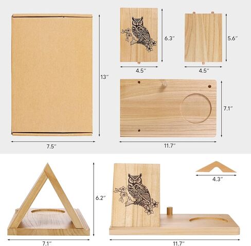 حامل كتب خشبي مثلث مع حامل - مسند قراءة مكتبي شخصي وخادم صفحة لكوب كوب القهوة - حامل كتب خشبي صغير مثالي لسطح المكتب بجانب السرير ومحبي الكتب in Kuwait