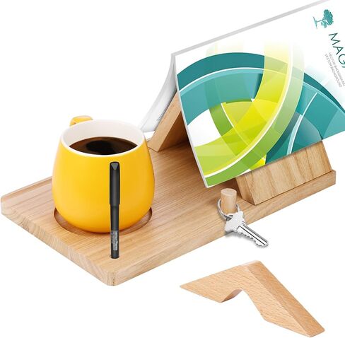 حامل كتب خشبي مثلث مع حامل - مسند قراءة مكتبي شخصي وخادم صفحة لكوب كوب القهوة - حامل كتب خشبي صغير مثالي لسطح المكتب بجانب السرير ومحبي الكتب in Kuwait