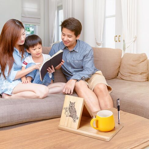 حامل كتب خشبي مثلث مع حامل - مسند قراءة مكتبي شخصي وخادم صفحة لكوب كوب القهوة - حامل كتب خشبي صغير مثالي لسطح المكتب بجانب السرير ومحبي الكتب in Kuwait