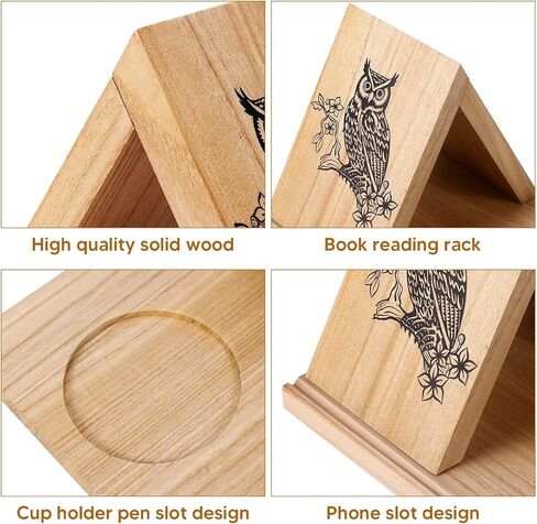 حامل كتب خشبي مثلث مع حامل - مسند قراءة مكتبي شخصي وخادم صفحة لكوب كوب القهوة - حامل كتب خشبي صغير مثالي لسطح المكتب بجانب السرير ومحبي الكتب in Kuwait