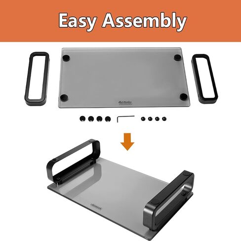 Hemudu Clear Computer Monitor Stand Riser Multi Media Desktop Stand for Flat Screen LCD LED TV, Laptop/Notebook, with Tempered Glass and Metal Legs, HD02T-001 in Kuwait