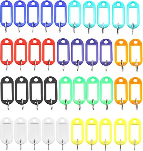 40pcs Black Key Ring Label Tags Plastic Keys Holder and Identifier Name Number Address Information Label Card for Keys ID 5x2.2cm in Saudi Arabia