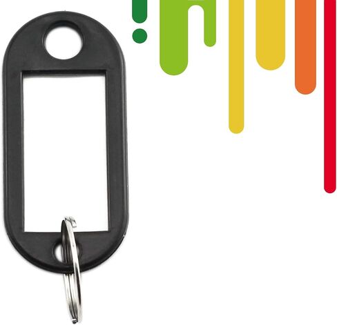 40pcs Black Key Ring Label Tags Plastic Keys Holder and Identifier Name Number Address Information Label Card for Keys ID 5x2.2cm in Saudi Arabia