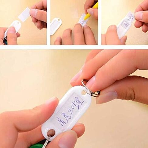 40pcs Black Key Ring Label Tags Plastic Keys Holder and Identifier Name Number Address Information Label Card for Keys ID 5x2.2cm in Saudi Arabia