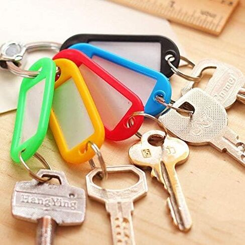 40pcs Black Key Ring Label Tags Plastic Keys Holder and Identifier Name Number Address Information Label Card for Keys ID 5x2.2cm in Saudi Arabia