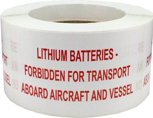 Lithium Batteries Forbidden Aboard Aircraft and Vessel Labels 2 1/2 x 4 Inch Rectangle 500 Adhesive Stickers in Saudi Arabia