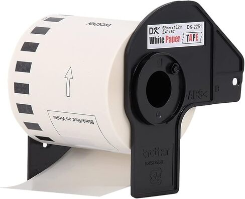 Brother Genuine DK-2251 Continuous Length Replacement Labels, Black/Red Label on White Paper Tape, Engineered with Excellence, 2.4" x 50 feet, 1 Roll per Box in Saudi Arabia