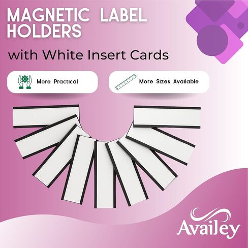 Availey 60 Pack Magnetic 'C' Channel Label Holders for Metal Racks and Shelves with Protective Films and Replacement Strips 3" x 1" in Saudi Arabia
