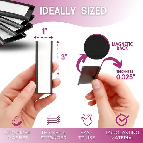 Availey 60 Pack Magnetic 'C' Channel Label Holders for Metal Racks and Shelves with Protective Films and Replacement Strips 3" x 1" in Saudi Arabia