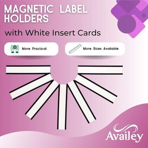 Availey 60 Pack Magnetic 'C' Channel Label Holders for Metal Racks and Shelves with Protective Films and Replacement Strips 3" x 1" in Saudi Arabia