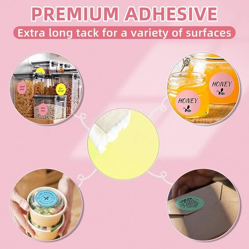 2 Inch Circle Thermal Labels Roll Color Thermal Printer Labels Round Thermal Sticker Labels Self-Adhesive 750Labels for DIY Design, Name Tags Compatible with MUNBYN Rollo Zebra(Pink, 1 pcs) in Saudi Arabia