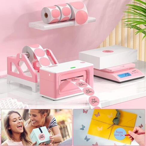 2 Inch Circle Thermal Labels Roll Color Thermal Printer Labels Round Thermal Sticker Labels Self-Adhesive 750Labels for DIY Design, Name Tags Compatible with MUNBYN Rollo Zebra(Pink, 1 pcs) in Saudi Arabia