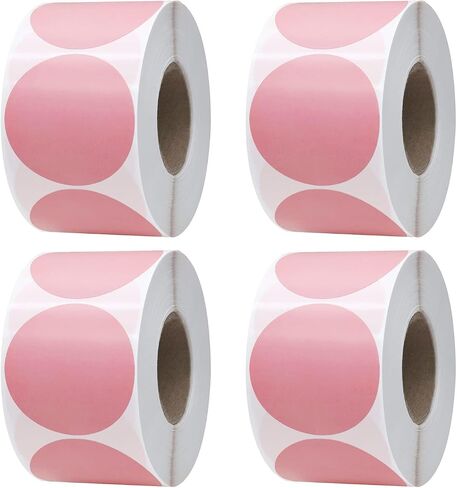 2 Inch Circle Thermal Labels Roll Color Thermal Printer Labels Round Thermal Sticker Labels Self-Adhesive 750Labels for DIY Design, Name Tags Compatible with MUNBYN Rollo Zebra(Pink, 1 pcs) in Saudi Arabia