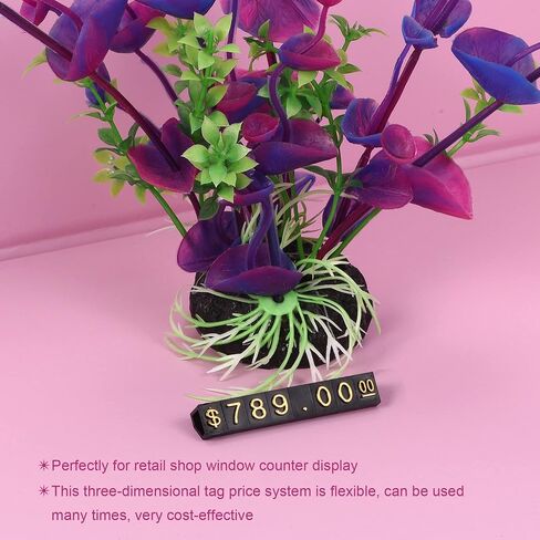 MECCANIXITY Adjustable Removable Mini Cube Price Tag Display Number Letter Price Label Stand Block Kit for Shop Counter Gold on Black,3.8x6.9mm,10 Sets in Saudi Arabia