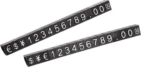 MECCANIXITY Adjustable Removable Mini Cube Price Tag Display Number Letter Price Label Stand Block Kit for Shop Counter Gold on Black,3.8x6.9mm,10 Sets in Saudi Arabia