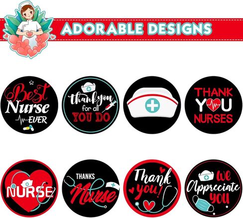 600 Pieces Thank You Nurse Roll Stickers 1.5 Inch Nurses Theme Round Stickers Nurses Appreciation Decals Nursing School Graduation Labels for Nurse Week Nurse Birthday Party Gift (Red Blue) in Saudi Arabia