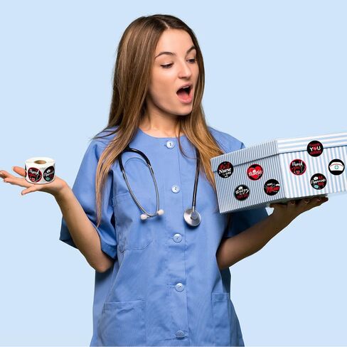 600 Pieces Thank You Nurse Roll Stickers 1.5 Inch Nurses Theme Round Stickers Nurses Appreciation Decals Nursing School Graduation Labels for Nurse Week Nurse Birthday Party Gift (Red Blue) in Saudi Arabia