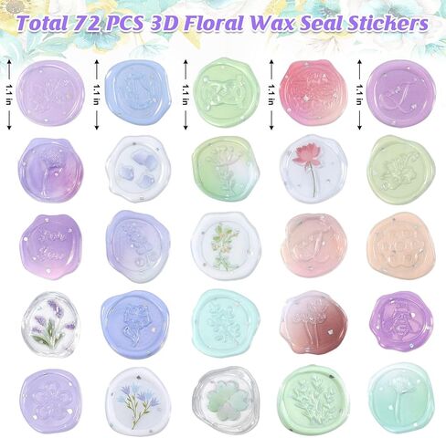 Wax Seal Stickers for Wedding Envelopes 108 Pcs Invitation Envelope Seal Sticker Premade for Baby Shower Birthday Bridal Shower Valentine,Unique Clear Crystal Style with Love Floral Botanical Theme,Self Adhesive Envelope Decorations. in Kuwait