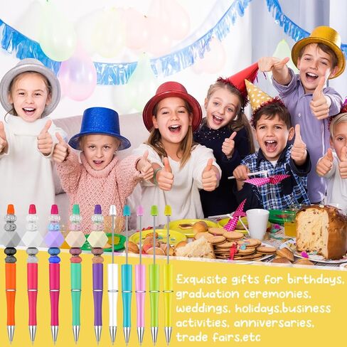 100 قطعة من أقلام الحبر البلاستيكية القابلة للخرز السائبة من البلاستيك المطرز بالخرز مع 100 عبوة لصنع الهدايا بنفسك، يقدم الطلاب اللوازم المدرسية المكتبية (ألوان زاهية) in Saudi Arabia