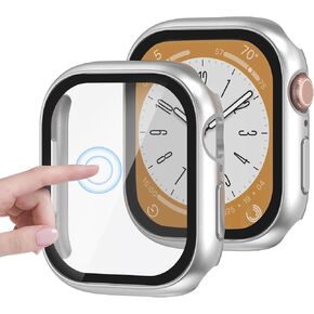 [2 Pack Case for Apple Watch Screen Protector 44mm Series 4/5/6/SE/SE 2nd Gen With Tempered Glass Overall Protective Hard PC Bumper Lightweight 2 in 1 Cover Compatible iWatch Accessories in Saudi Arabia