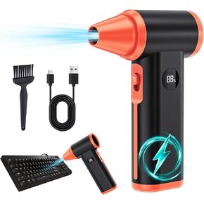 Compressed Air Duster Rechargeable Electric Air Duster for PC Keyboard Mini Dust Blower 130000RPM Cordless Air Blower Jet Dryer Turbo Fan Handheld Blower for Car Home Office, Black-Orange in Saudi Arabia
