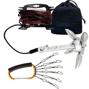 Waterfowl Hunting Jerk Rig For Duck Decoys, Jerk String Decoy Rig With Black Drops 90' PVC Coated Steel Cable,5' Grade Bungee, A 1.5LB Anchor and A Large Carabiner, Gives Motion For Up To 6 Decoys in Saudi Arabia