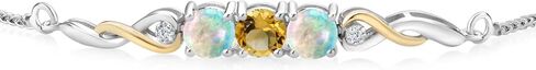 سوار تنس من Gem Stone King من الفضة عيار 925 والذهب الأصفر عيار 10 قيراط والأرجواني والجمشت الأبيض المقلد والأوبال الأبيض والأبيض للنساء (1.50 قيراط، حجر ميلاد من الأحجار الكريمة، قابل للتعديل بالكامل حتى 9 بوصة) in Saudi Arabia