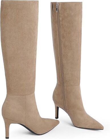 Knee High Boots Women Pointed Toe Tall Boots 3 In Stiletto High Heel Long Boots Side Zipper Dress Knee High Boots in Saudi Arabia