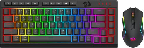 Redragon Wireless Gaming Keyboard and Mouse Combo, Bluetooth/2.4G/USB-C, RGB Backlit, Macro Keys, Rechargeable, Software Support, 60% Portable Quiet Membrane Keyboard & 12800 DPI Mouse in Saudi Arabia