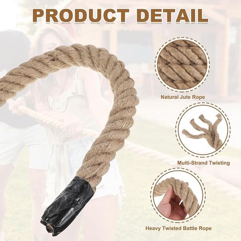 Meccanixity Jute Rope 30ft × 0.87 بوصة ، حبل حبل خيوط سميكة مضفر الجوت خيوط الحبل البني الطبيعية in Saudi Arabia