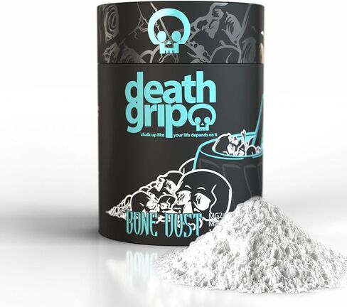 Death Grip Bone DUST MG2+ Climbing Chalk 125g - Fine Powder, Pure Solar Seawater Magnesium Carbonate - Gym, Gymnastics, Climbing & Lifting Chalk - Weightlifting & Rock Climbing - Premium Hand Chalk in Kuwait