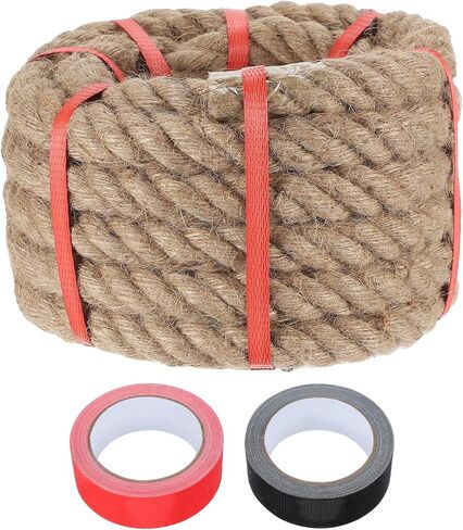Meccanixity Jute Rope 30ft × 0.87 بوصة ، حبل حبل خيوط سميكة مضفر الجوت خيوط الحبل البني الطبيعية in Saudi Arabia