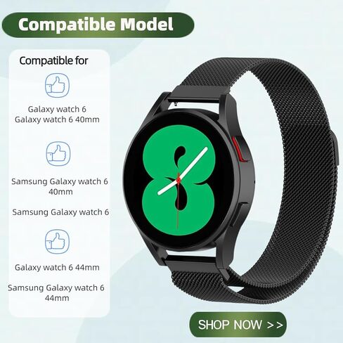 نطاقات معدنية مغناطيسية متوافقة مع Samsung Galaxy Watch 6 40 مم 44 مم ، حزام شبكة من الفولاذ المقاوم للصدأ قابل للتعديل مع علبة TPU للرجال و Wome in Saudi Arabia