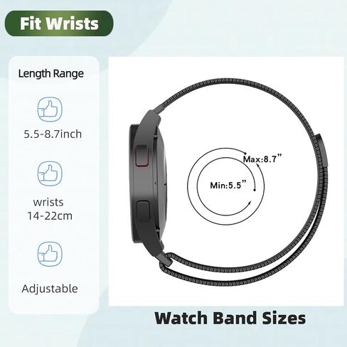 نطاقات معدنية مغناطيسية متوافقة مع Samsung Galaxy Watch 6 40 مم 44 مم ، حزام شبكة من الفولاذ المقاوم للصدأ قابل للتعديل مع علبة TPU للرجال و Wome in Saudi Arabia