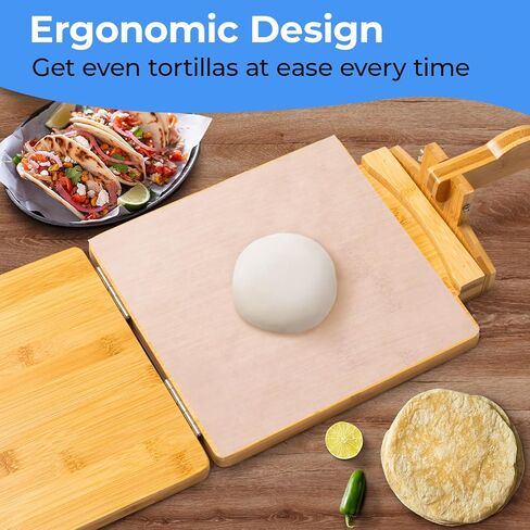 2025 مطبعة تورتيلا خشبية تم ترقيتها 10 بوصات صانع ضفاف تورتيلا خشب كبير ، مع ورق برقفة دبوس و 50 PCS ، للتورتيليرا محلية الصنع ، روتي ، تشاباتي ، تاكو ، باتاكونيرا ، بوريتوس in Kuwait