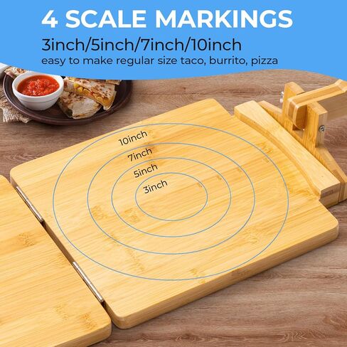 2025 مطبعة تورتيلا خشبية تم ترقيتها 10 بوصات صانع ضفاف تورتيلا خشب كبير ، مع ورق برقفة دبوس و 50 PCS ، للتورتيليرا محلية الصنع ، روتي ، تشاباتي ، تاكو ، باتاكونيرا ، بوريتوس in Kuwait