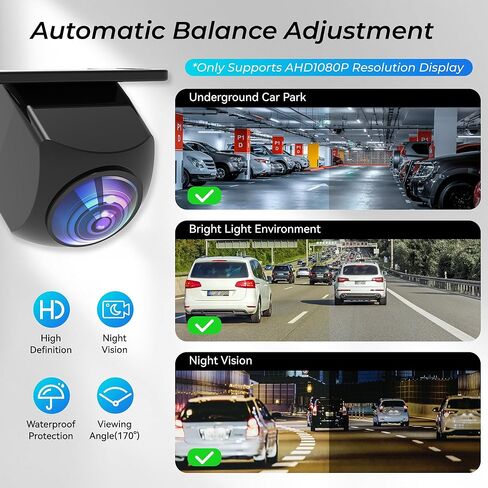 AHD 1080P Backup Camera for Car,170 Degree Wide Angle Rearview Reversing License Plate IP69K Waterproof Camera,Clear Night Vision Reverse Rear View Camera for Car Vehicle SUV RV in Saudi Arabia