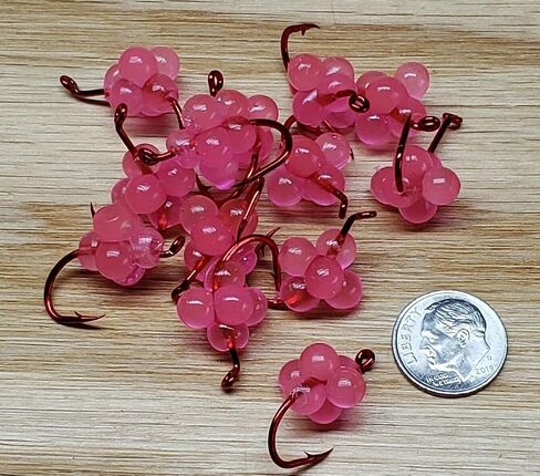 Generic 1/0 Realistic Rubber Cluster Eggs - 12 Pieces - Salmon, Neon Pink in Saudi Arabia