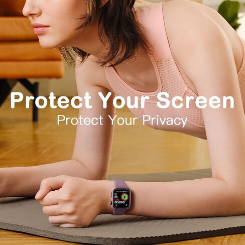 Adorve 8-Pack Privacy Screen Protector for Apple Watch 40mm SE Case Series 6 5 4, Anti-Spy 9H Hardness Tempered Glass Film, Full Protective Face Cover, Slim Guard Bumper for iWatch 40 mm Accessories in Saudi Arabia