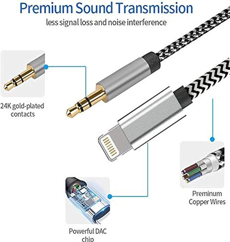 [Apple MFI Certified] iPhone to 3.5mm Car Aux Aux Stereo Cable (3ft/1M) ، Lightning to 3.5mm Nylon Aux Aux متوافق مع iPhone 14/13 Pro/12/11/XS/XR/X 8 7/iPad إلى Stereo/Seeper in Saudi Arabia