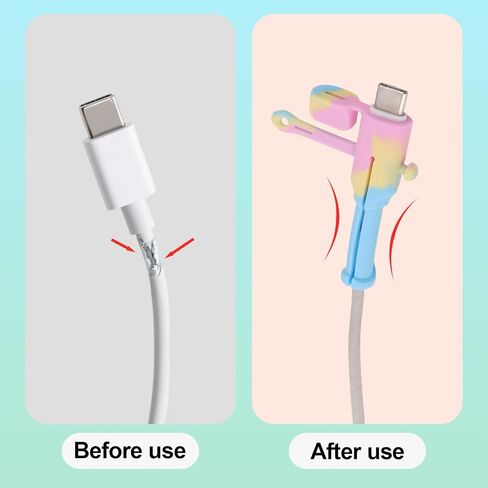 12pcs Charger Cable Protectors for Android, Cute Durable Silicone Charger USB Cord Savers Phone Data Cable Protectors Cover Dustproof Tangle Free & Colorful Cord Organizers for Home & Travel in Saudi Arabia