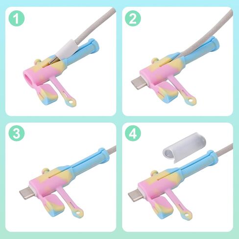 12pcs Charger Cable Protectors for Android, Cute Durable Silicone Charger USB Cord Savers Phone Data Cable Protectors Cover Dustproof Tangle Free & Colorful Cord Organizers for Home & Travel in Saudi Arabia
