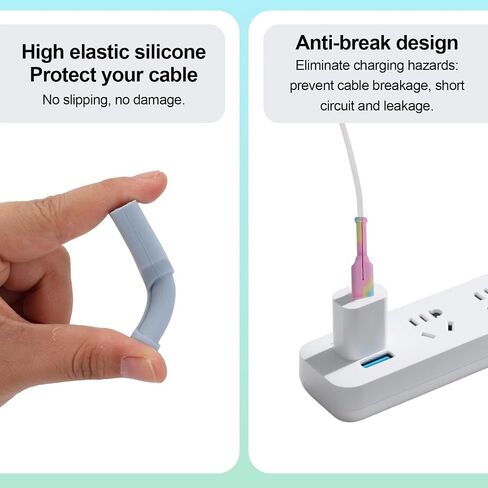 12pcs Charger Cable Protectors for Android, Cute Durable Silicone Charger USB Cord Savers Phone Data Cable Protectors Cover Dustproof Tangle Free & Colorful Cord Organizers for Home & Travel in Saudi Arabia