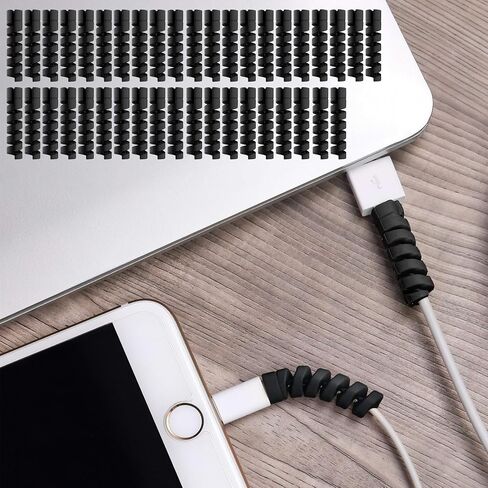 40PCS Charger Cable Saver Protectors – Mixed Black and White Silicone Spiral Cord Protectors for Data and Power Cables in Saudi Arabia